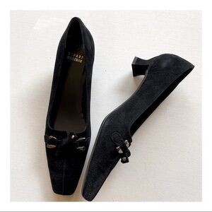 Stuart Weitzman Perforated Suede Kitten Heels